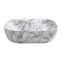 510*410mm Marble Effect Ceramic Sink Basin Bathroom Vanity Countertop Wash Sink w/Waste Kit