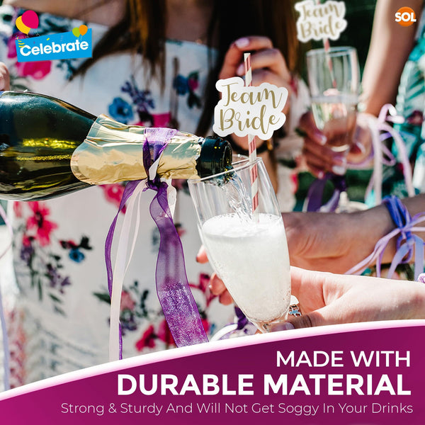 SOL 24 Pack Hen Party Straws | Rose Gold Team Bride & Bride-to-Be Drinking Straws | Funny Willy Straws for Bachelorette, Bridal Shower & Hen Do Accessories | Novelty Party Bag Fillers for Cocktails, Mocktails & Pre-Wedding Celebrations
