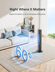 Pelonis 30-Inch Advanced Bladeless Tower Fan with Remote Control, 3 Adjustable Speeds, Ultra-Quiet Cooling, 7-Hour Programmable Timer - Perfect for Home, Office, and Bedroom Comfort