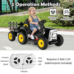 12V Kids Ride on Tractor with Trailer Music and LED Lights