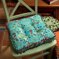 1PC Blue Tatami Square Cushion Cushion, Essential for Office and Study, Thick Cushion for Home Use | Recliner Cushion, with Bohemian Style, Size 42 * 42 * 7 Cm