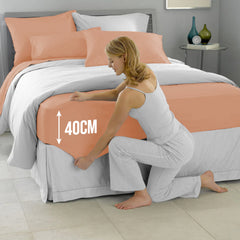 40cm Extra Deep Fitted Sheet – Solid Color Deep Pocket Sheet, Soft & Breathable Microfiber Bedding, All Seasons, Hotel-Quality, Machine Washable, Single, Double, King & Super King Sizes