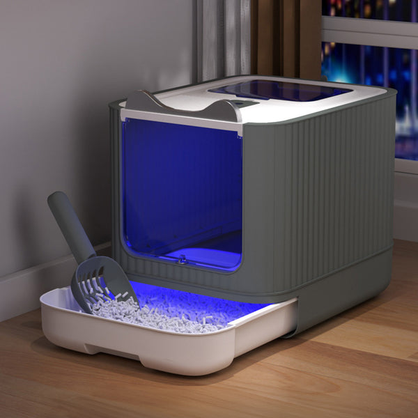 Cat Litter Box, Plastic Pet Toilet, Removable Litter Box, Large Cat Litter Box Hooded Litter Tray Drawer, UV Sterilization and Deodorization, Provide Your Cat with A Comfortable Place