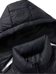 Men's Solid Hooded Jacket for Fall Winter, Men's Casual Zip Up Warm Quilted Jacket Warm And Comfortable Stylish Leisure Clothing for Outdoors.