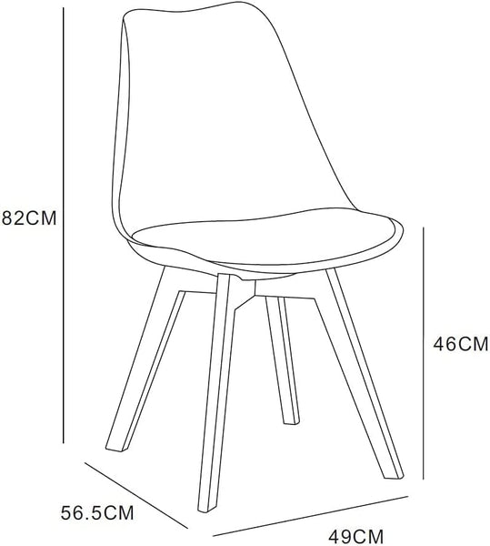 mcc direct Set of 2 Dining Chairs Wooden Legs Soft Cushion Pad Stylish DELUXE Retro Lounge Dining Office EVA