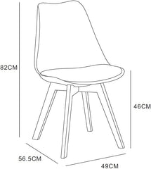 mcc direct Set of 2 Dining Chairs Wooden Legs Soft Cushion Pad Stylish DELUXE Retro Lounge Dining Office EVA