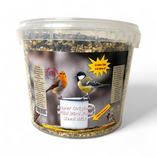 Farmly Foods Super Original Wild Bird Seed in a 5 Litre Tub