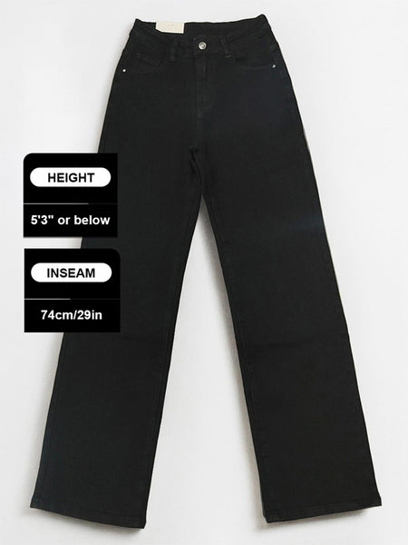 [Petite]KatchMe Women'S Wide Leg Jeans - Mid Rise Relaxed Fit Denim Pants, Soft Stretch Comfortable Trousers for Fall & Winter, Streetwear Casual Bottoms