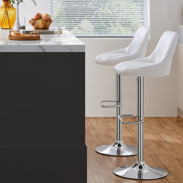 Costoffs Bar Stools Set of 2 Faux Leather Swivel Barstools, Height Adjustable, Modern Bar Chairs with Ergonomic Backrest, Cushioned Seat, Chrome Footrest for Home Kitchen Island Bar Counter, Dark Grey/Black/Retro Brown/White/Light Grey