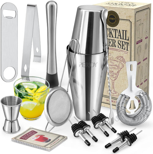 16 Piece Cocktail Shaker Set, Stainless Steel Bar Accessories for Home Pub, Boston Shaker Gift Set