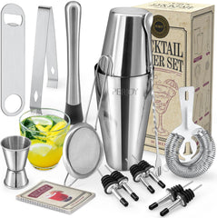 16 Piece Cocktail Shaker Set, Stainless Steel Bar Accessories for Home Pub, Boston Shaker Gift Set
