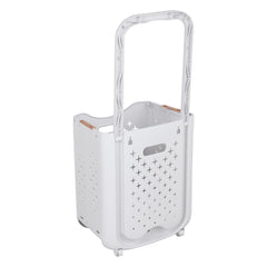 Three-Tier Laundry Basket with Wheels and Handle, Collapsible and Foldable Plastic Clothes Storage Bin, Portable Bathroom Storage Rack, Multifunctional Kitchen Organizer Basket. Compact Design, Sturdy and Durable. Dimensions: 39cm W x 29cm D x 115cm H.