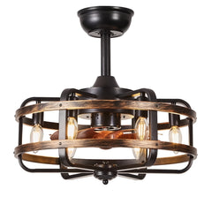 Farmhouse Ceiling Fans with Light 3 Speeds Reversible Ceiling Fan Remote Control Timing Flush Mount Low Profile Vintage Ceiling Fan with Lights Bedroom Kitchen 6* E12 Bulb