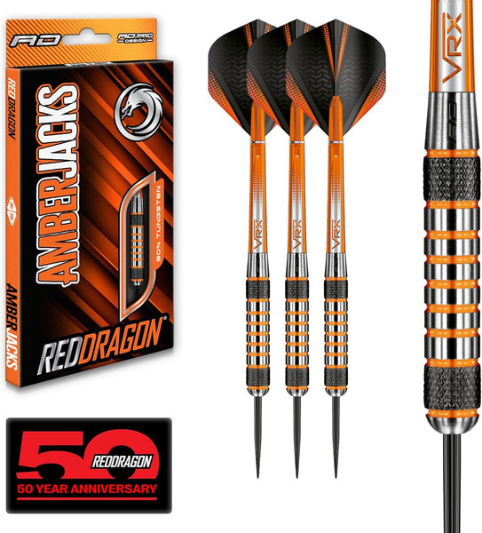 RED DRAGON Amberjack Series Darts Set with Flights and Shafts (Stems)