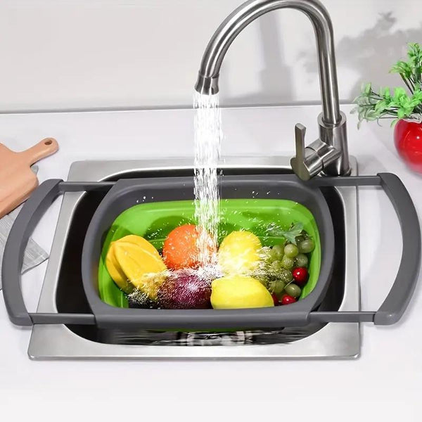 1pc Collapsible Colander, Colander Strainer Over The Sink, Vegetable & Fruit Colanders Strainers With Extendable Handles, New Kitchen Essentials Perfect For Over The Sink Veggies And Fruit, Foldable Strainer For Kitchen, Kitchen Accessories