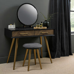 Bentley Designs Sienna Fumed Oak & Peppercorn Dressing Table & Stool