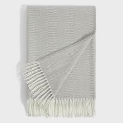 Osprey London Grey Herringbone Fringed Throw, 140 X 190 Cm