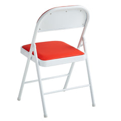 Set of 2 Folding Chairs, Faux Leather Foldable Chairs with Metal Frame and Padded Seat, Easy to Fold and Store for Home, Office, Dining and Reception