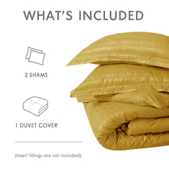 Premium Hotel Quality Satin Stripe Duvet Cover Set Double with Pillowcases | Reversible Soft Quilt Bedding | Easy Care Breathable Luxury Quilt Cover