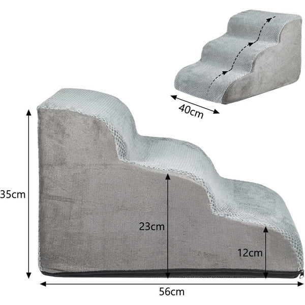 56X40X35CM Dog steps 3-Steps High Density Foam Dog Stairs Dog Steps for Bed with Detachable Cover Non Slip Bottom Steps for Dogs to Get on the Bed for Small Senior Injured Pets for Sofa C