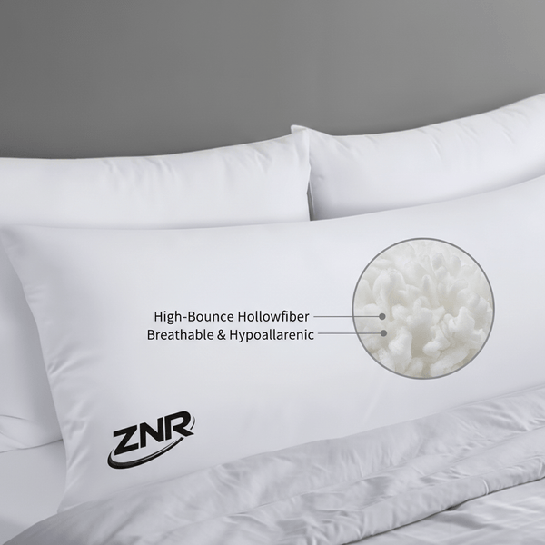 Full Body Bolster Pillow Hollowfiber Filled Long Body Pillow, Medium Firm Support Cushion for Side Sleepers, Maternity Comfort, Back & Neck Support