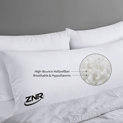Full Body Bolster Pillow Hollowfiber Filled Long Body Pillow, Medium Firm Support Cushion for Side Sleepers, Maternity Comfort, Back & Neck Support