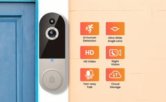 2K Wireless Video Doorbell Camera, AI Human Detection, Night Vision, Instant Alert, 2-Way Audio, 2.4G WiFi, Rechargeable Battery, Cloud Storage, Video Doorbell Camera Wireless, Video Camera Wireless Doorbell (Without Receiver)