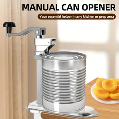 Stainless Steel Manual Can Opener, Heavy-Duty Industrial Grade, Tabletop Mount, Metal Construction, Professional Can Opener for Restaurant, Catering, Commercial Kitchen Use