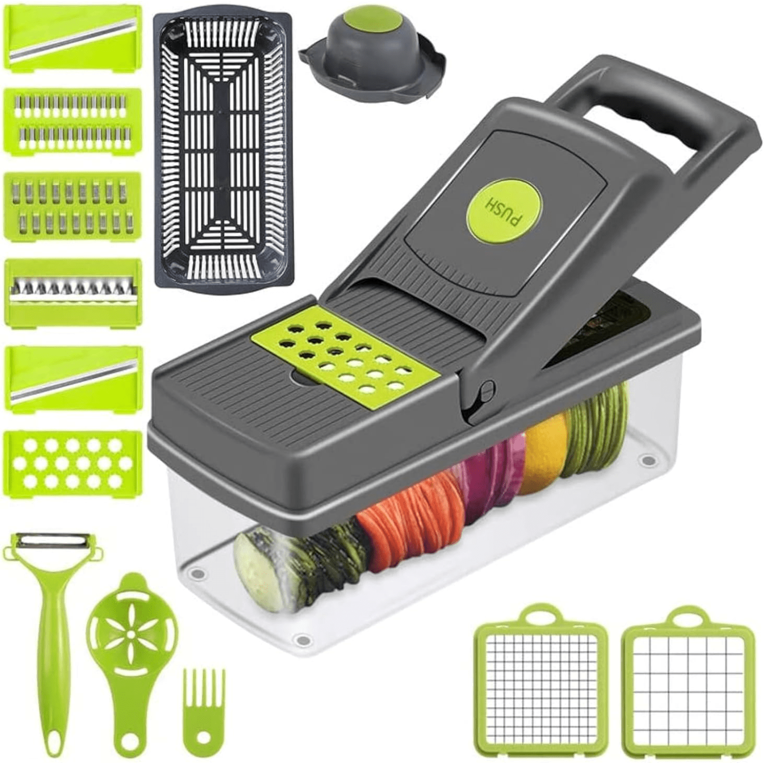 14-in-1 Safe Chopper Vegetable Cutter, Onion Chopper, Veggie Chopper, Chopper, Food Chopper, Food Chopper Manual Hand, Vegetable Slicer, Vegetable Chopper, Kitchen Gadgets, Vegetable Cutter