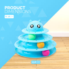 FurDreams Cat Roller Ball Toy Interactive - 3 Tier Tower Fun Cat Ball Track Toy, 3 Level Pet Teaser Toy for Interactive Play, Kitten Fun Puzzle Toy for Exercise & Stimulation