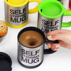 Self Stirring Mug Cup | Electric Stainless Steel Automatic Mixing & Spinning Cup with Lid | Best Gift Idea for Men Women Kids Assorted Colours - 1PC