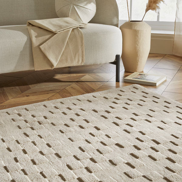 Concept Looms Priory Taupe Squares Rug in 4 Sizes