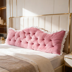 Large Ultra-Soft Comfortable Plush Backrest Pillow, Princess Style Reading Cushion, Neck and Back Support, Luxurious Fashionable Home Style Multifunctional Lace Ruffled Headboard Cushions, Suitable for Bedroom, Living Room, Dorm, Sofa Home Decor, Machine