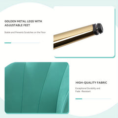 Modern Velvet Accent Chair With Back, Upholstered Vanity Chair For Makeup Room, Makeup Side Chair Desk Chair With Golden Metal Legs For Bedroom Living Room