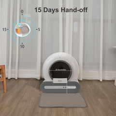 DOEL Self-Cleaning Cat Litter Box Automatic Cat Litter Box with Litter Mat And Trash Bags 65L Large Capacity Cat Toilet App Control 2.4G Wifi, Without Battery