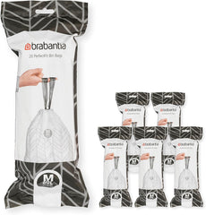 Brabantia Perfectfit Bin Liners (Size G/23-30 Litre) Thick Plastic Trash Bags with Tie Tape Drawstring Handles (40 Bags)