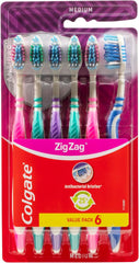 Colgate Zig Zag Medium Manual Toothbrush - Multi Angle Cross Bristles with Flexible Neck for Gum Comfort - 3 Count (Pack of 1)