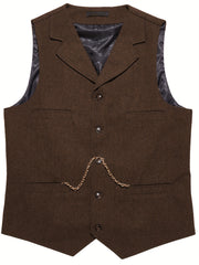 Men'S Vest Retro Fashion Groom Wedding Party Vest Men'S Herringbone Casual Business Waistcoat