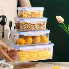 8pcs Set of Transparent Multi-Compartment Sealed Grain Storage Containers with Lids
