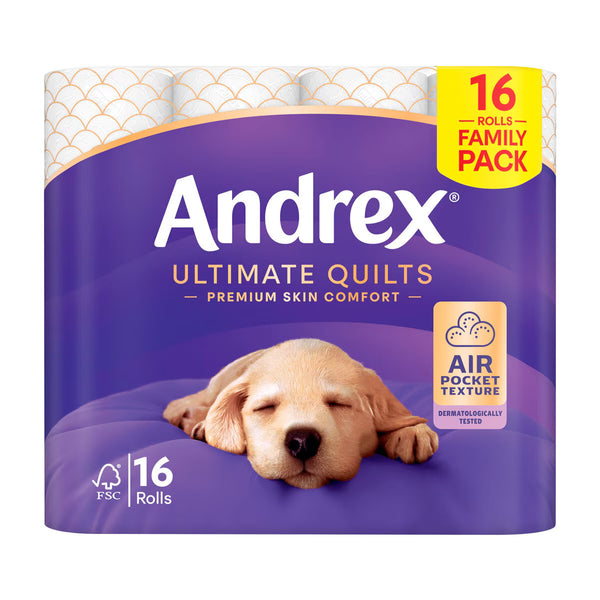 Andrex Ultimate Quilts Toilet Tissue 3 Ply 3 X 16 X 24 Units Standard Roll Packs (Pallet Deal)