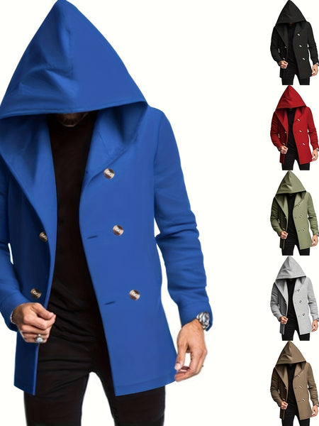 2024 Foreign Trade New Product Men'S Mid-Length Slim Fit Windbreaker Hooded Casual Pure Coat Performance Clothing