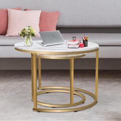Nesting Coffee Tables Set of 2 Round Stacking Sofa Side Tables for Living Room