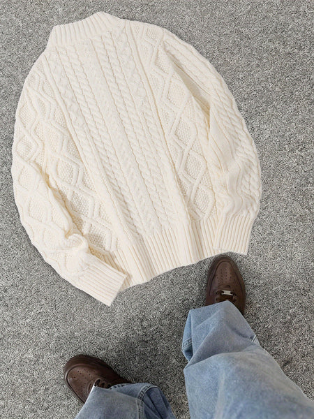 2025 Winter American Stand-Up Collar Half-Zip Knit Aran Sweater Mr. Pony Knitwear Pullover Card