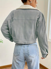 Women'S Short Corduroy And Lamb Jacket for Autumn And Winter, Featuring a Fleece Collar, Versatile Korean-Style Warm Top