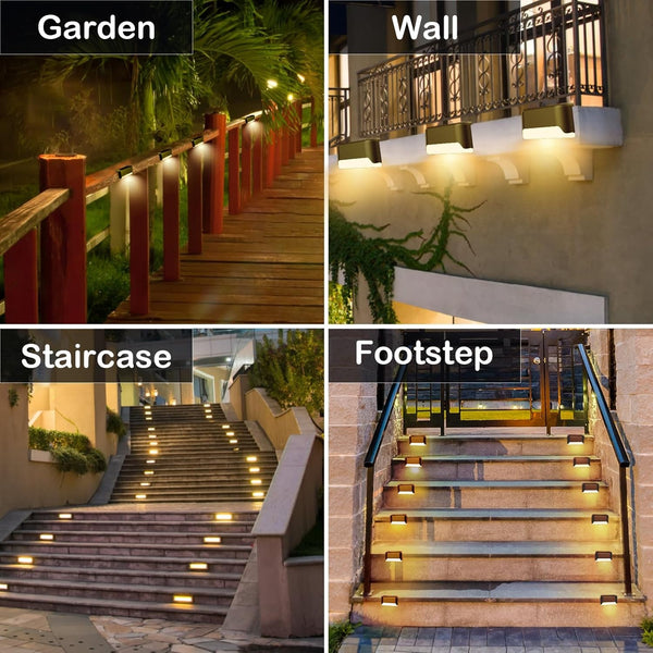 10pcs set of solar outdoor garden lights, home garden layout staircase deck lights, hallway wall lights, railing decorative lights, holiday decorative atmosphere lights, IP44