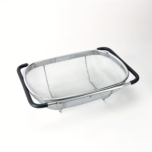 1pc, Sink Colander, Vegetable Sink Washing Basket, Fruit Drain Basket Rack, Stainless Steel Drain Basket, Strainer Basket, Adjustable Sink Rack, Multifunctional Colander, Kitchen Stuff, Kitchen Gadgets, Kitchen Accessories