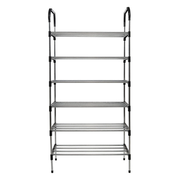 6 Tier Metal Shoe Rack Shoe Storage Organiser, Free Standing Durable Narrow Shoe Rack, Vertical Slim Shoe Tower, Multi Functional Heavy Duty Storage Unit Shoe Stand, Entryway Shoe Holder Space Saving Shoe Shelf Shoe Organizer for Closet Living Room Bedroo