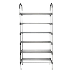 6 Tier Metal Shoe Rack Shoe Storage Organiser, Free Standing Durable Narrow Shoe Rack, Vertical Slim Shoe Tower, Multi Functional Heavy Duty Storage Unit Shoe Stand, Entryway Shoe Holder Space Saving Shoe Shelf Shoe Organizer for Closet Living Room Bedroo