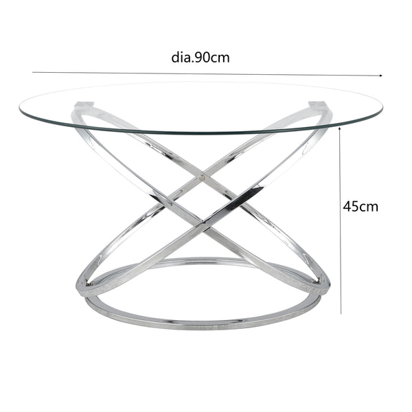 Round Abstract Chrome Effect Coffee Table In Silver Or Gold