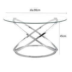 Round Abstract Chrome Effect Coffee Table In Silver Or Gold